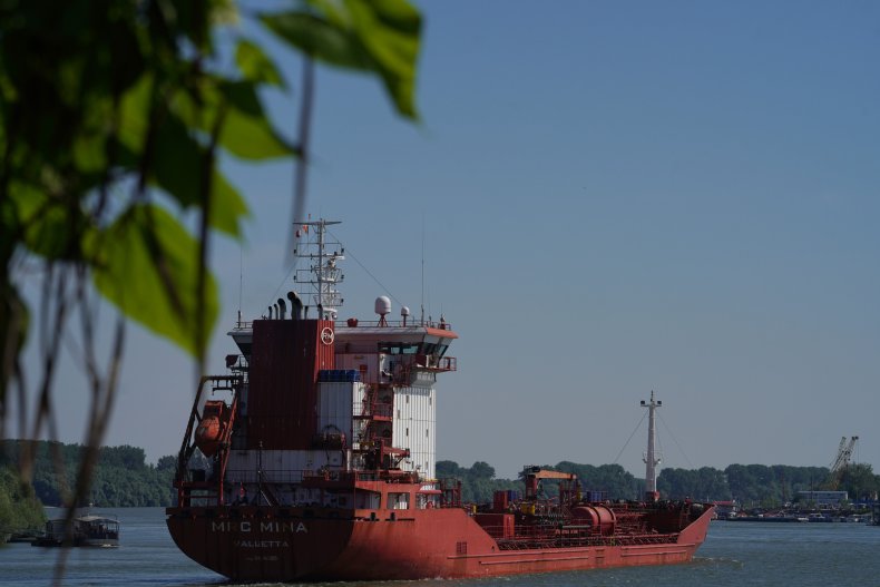 Tanker leaving the Ukrainian port of Reni